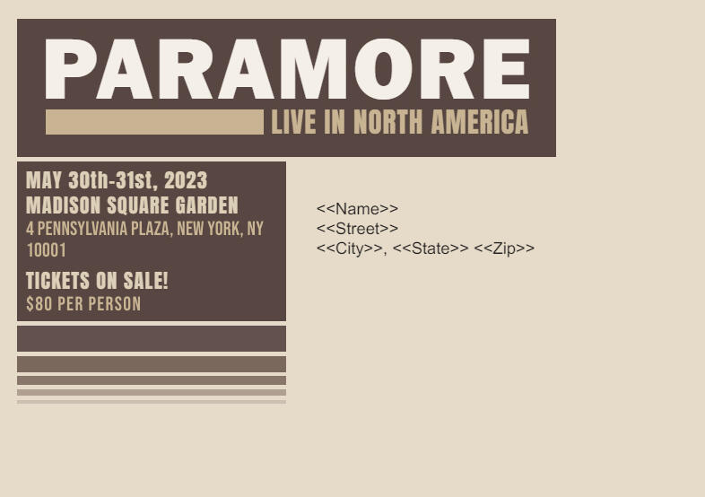 Paramore Concert Postcard